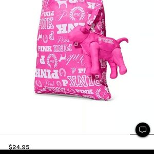 Victoria's Secret Pink Dog Charm and tote that goes in bag charm. Nwt
